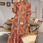 Women's Boho Grace Midi Dress in Orange
