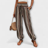 Women's Ethnic Graphic Pants in Brown