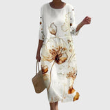 Women's Stylish Floral Maxi Dress in White