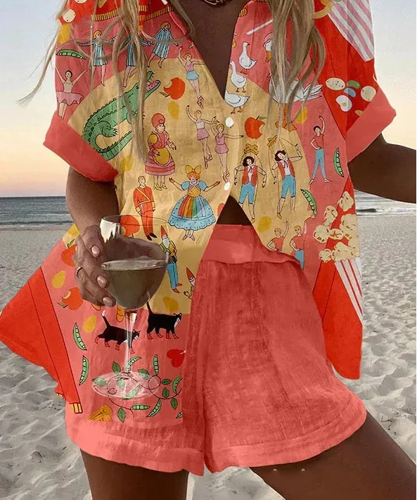 Women's Storybook Print Two-Piece Summer Set