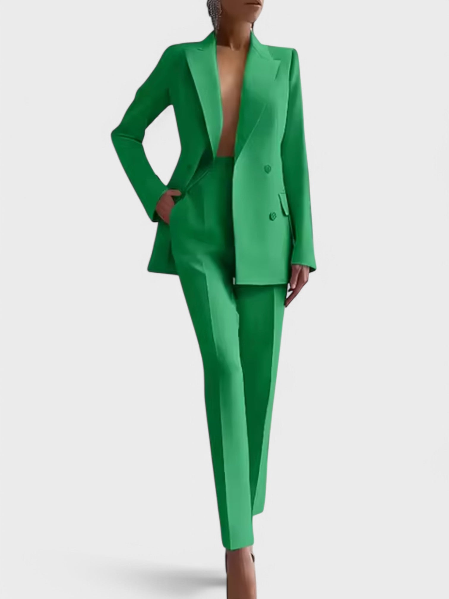 Women's Blazer and Pants Set in Green