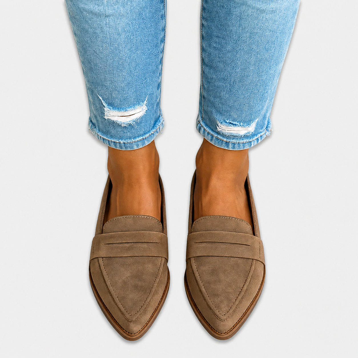 Nadia Suede Loafers in Khaki