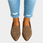 Nadia Suede Loafers in Khaki