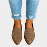 Nadia Suede Loafers in Khaki