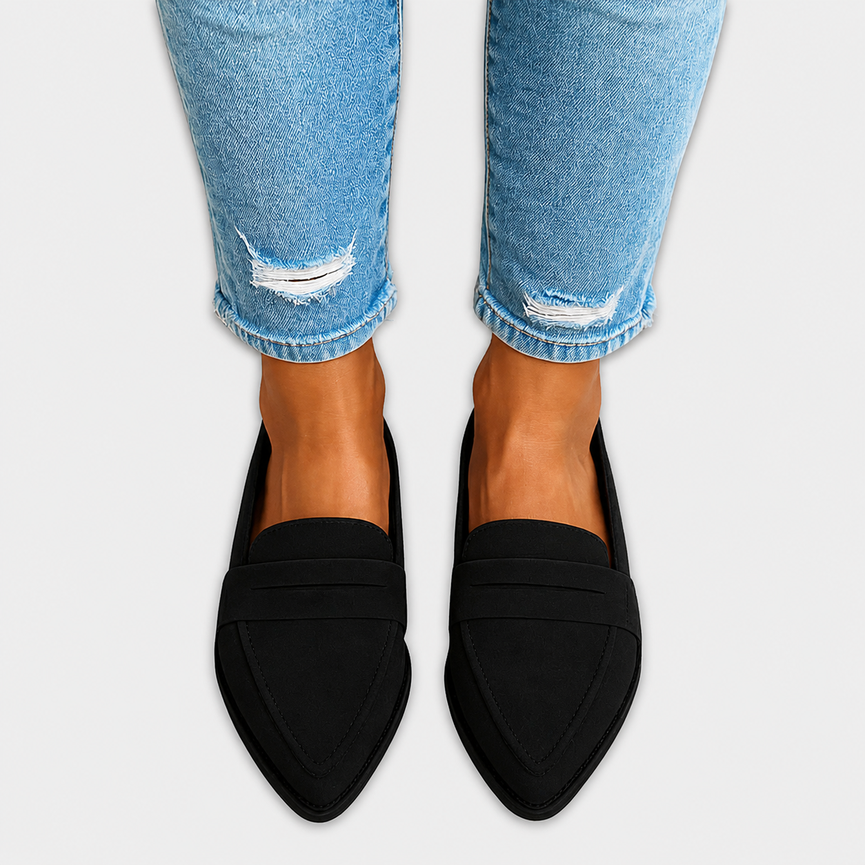 Nadia Suede Loafers in Black