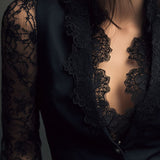 Noémie | Black Blazer Top with Semi-Transparent Sleeves