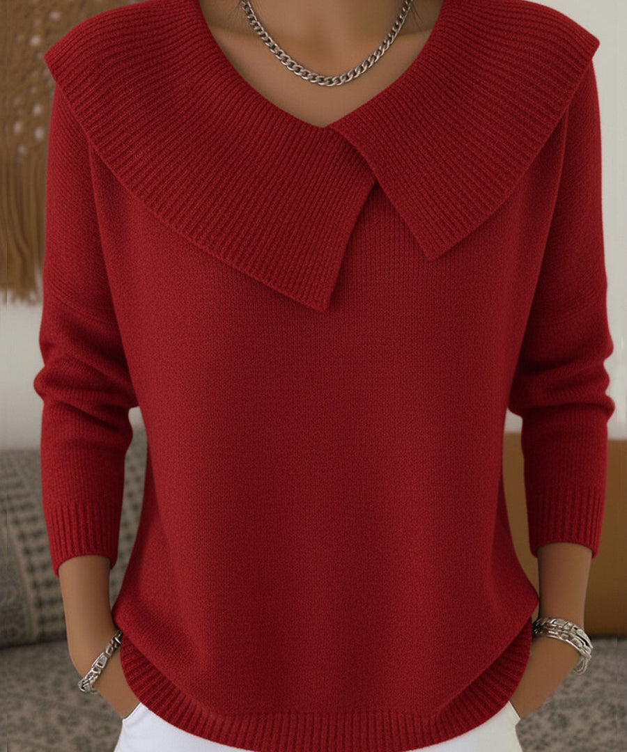 Women's Cozy Cowl Neck Sweater in Red