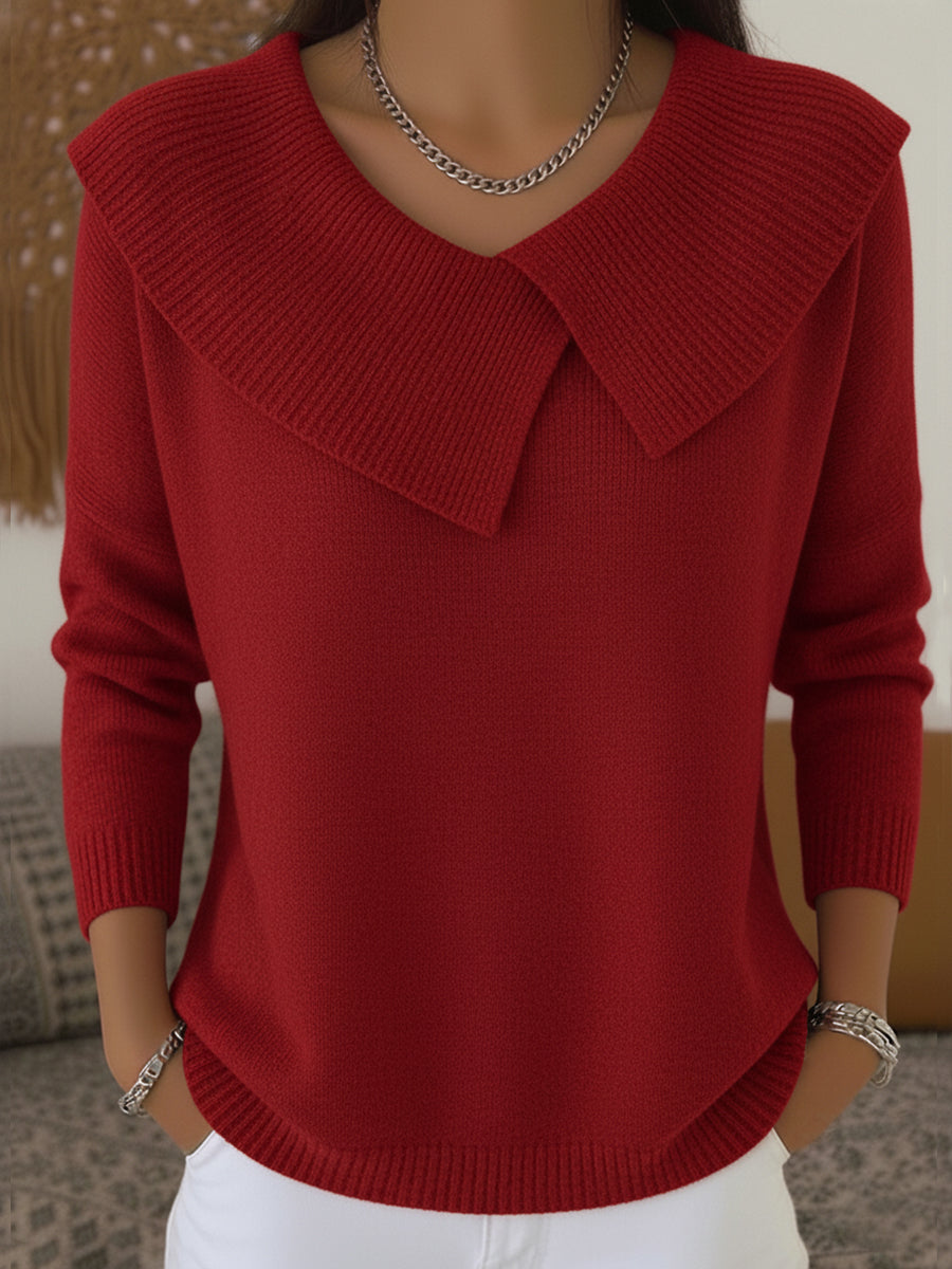 Women's Cozy Cowl Neck Sweater in Red