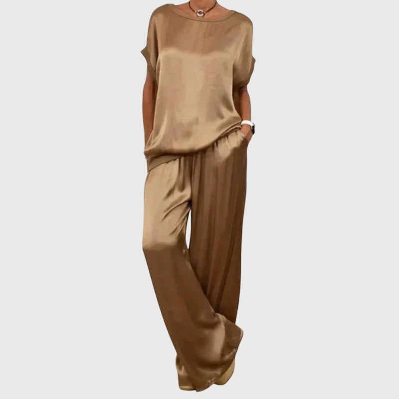 Kayla Elegant Two-Piece Set in Brown