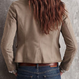 Retro Beige Stand Collar Floral Embroidery Braided Trim Jacket