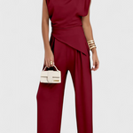 Asymmetrical Set with Draped Shoulders and Flared Pants, photo 17