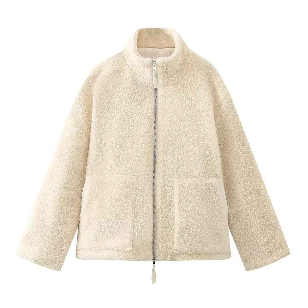 Oversized Teddy Jacket with Stand Collar, photo 19