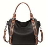 Women's Bag – Everyday Leather Carryall in Black with Brown