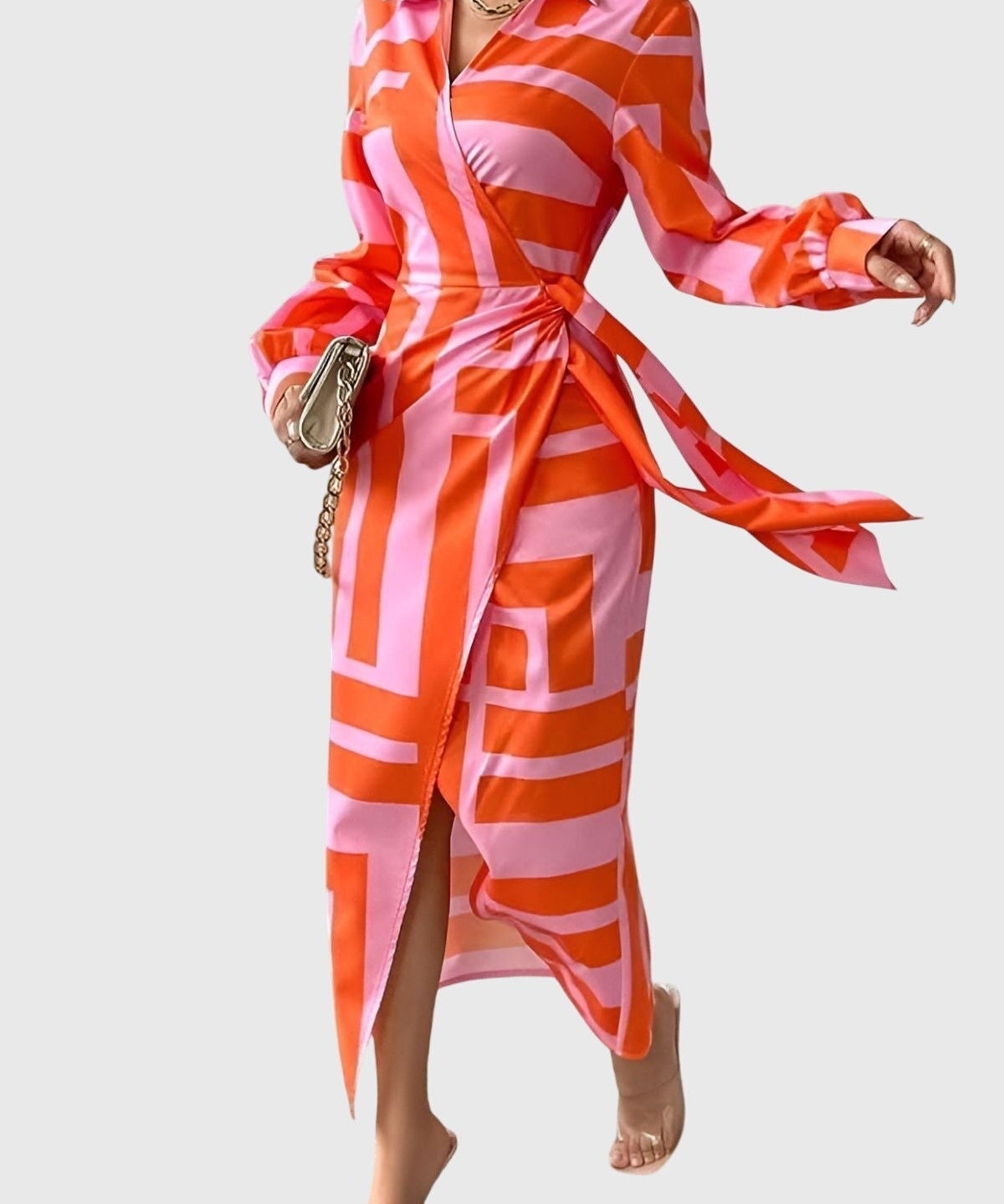 Women's Elegant Wrap Dress with Print