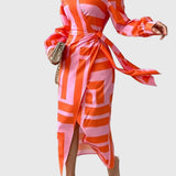 Women's Elegant Wrap Dress with Print