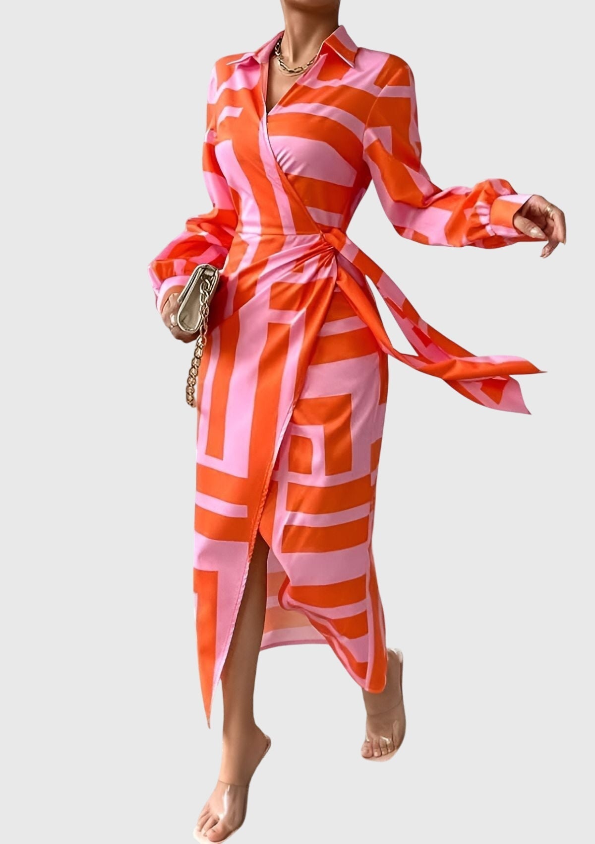 Women's Elegant Wrap Dress with Print