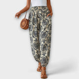 Women's Ethnic Graphic Pants in Beige