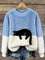 Women's Soft Cat Graphic Sweater in Light Blue