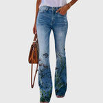 Women's Floral Print Pants in Black Butterfly