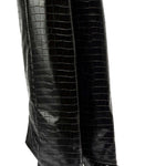 Croc-Pattern High Heeled Boots in Black