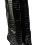 Croc-Pattern High Heeled Boots in Black