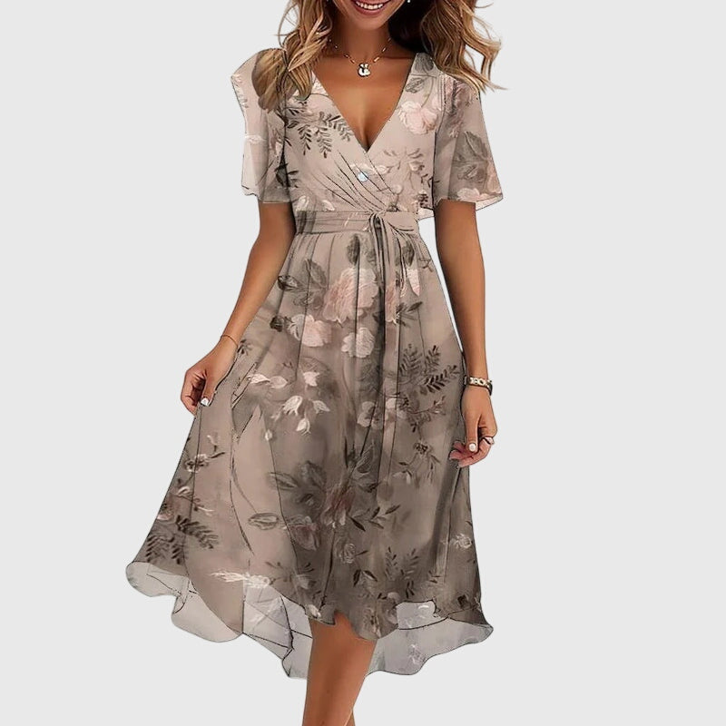 Women's Chic Midi Dress in Light Pink
