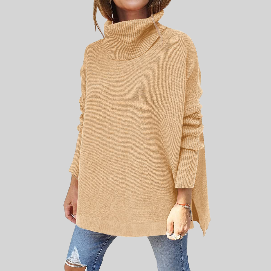 Almut Oversized Turtleneck Sweater in Khaki