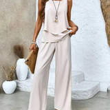 Women's Sleeveless Top And Wide-Leg Pants Set in White
