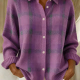 Rebecca Checkered Cardigan in Purple