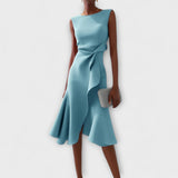 Darlene Sophisticated Midi Dress in Light Blue