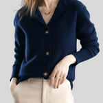 Women's Retro Cashmere Cardigan in Navy Blue