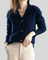 Women's Retro Cashmere Cardigan in Navy Blue