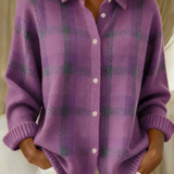 Camille Plaid Cardigan in Purple