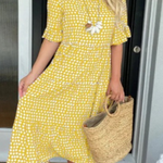 Women's Sable Short-Sleeve Midi Dress in Yellow