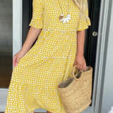 Women's Sable Short-Sleeve Midi Dress in Yellow
