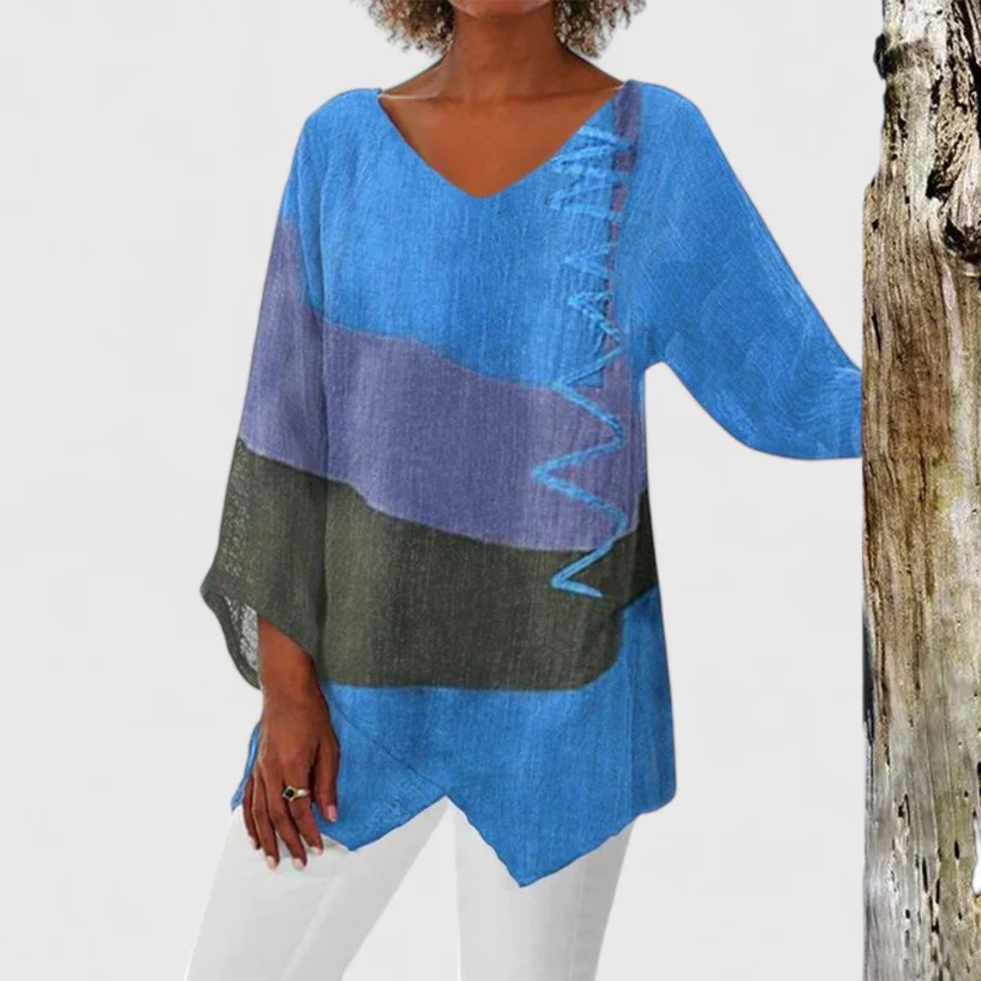 Women's Sophisticated V-Neck Tunic in Blue