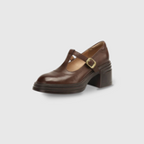 Women's Block Heel Pumps in Brown