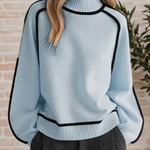 Donna Elegant Mock-Neck Sweater in Blue