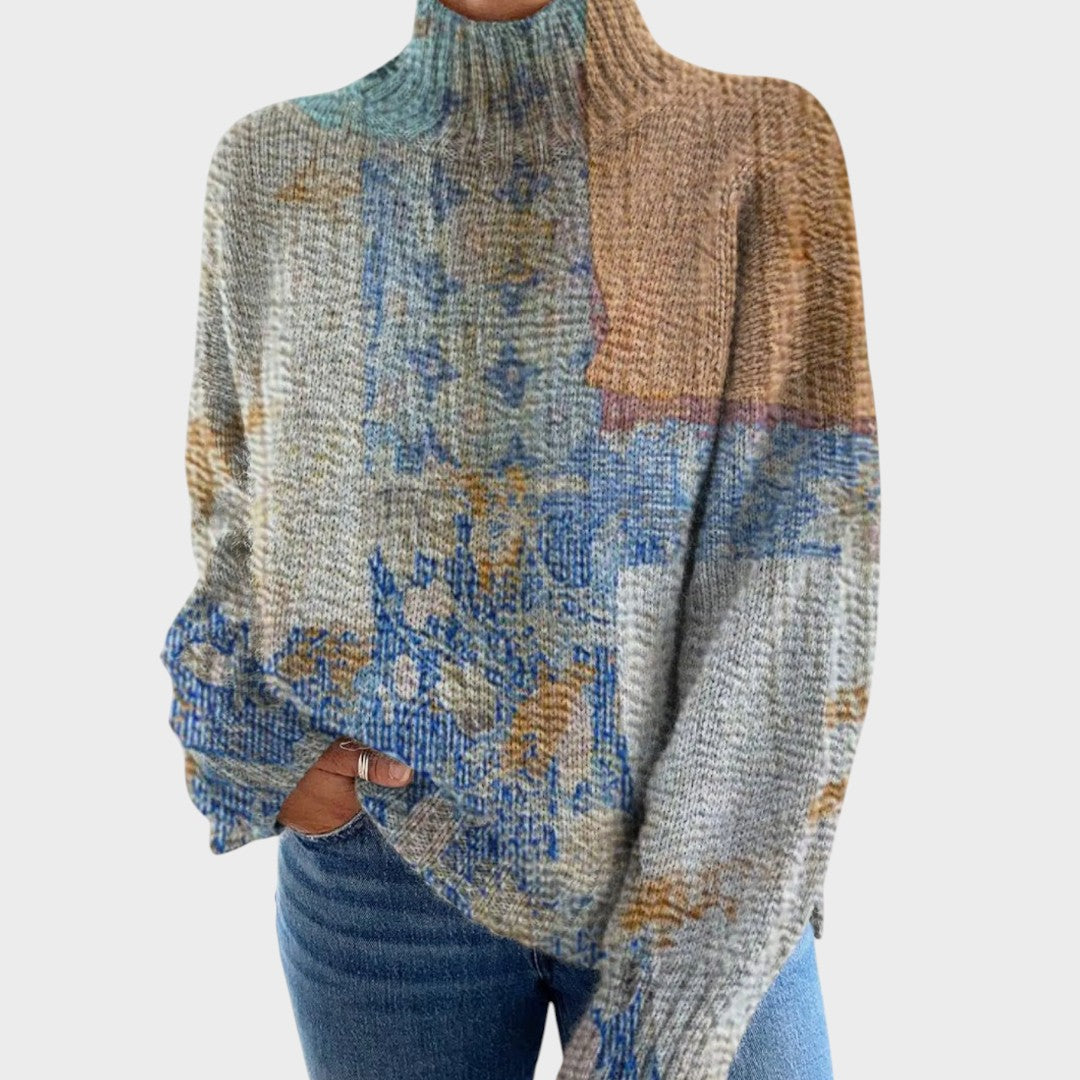 Noreen Art Knit Turtleneck Sweater
