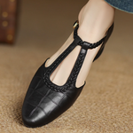 Leather T-Strap Shoes with Braided Strap, photo 9