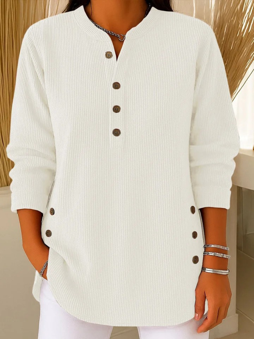 Women's Button Henley Tunic in White