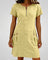 Women's Cotton Dress with Zipper Pocket in Yellow