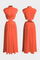 High-Neck Top & Side-Slit Skirt Set in Orange