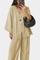 V-Neck Top with Straight-Leg Pants Set in Beige