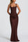 Women's Square Neck Maxi Dress in Brown