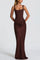Women's Maxi Dress with Square Neck in Brown