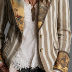 Suzanne | Striped Bohemian Blazer with Printed Collar