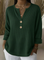 Women's Waffle Knit Henley Top in Green