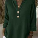 Women's Henley Button Top in Green