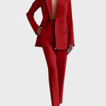Women's Blazer and Pants Set in Red